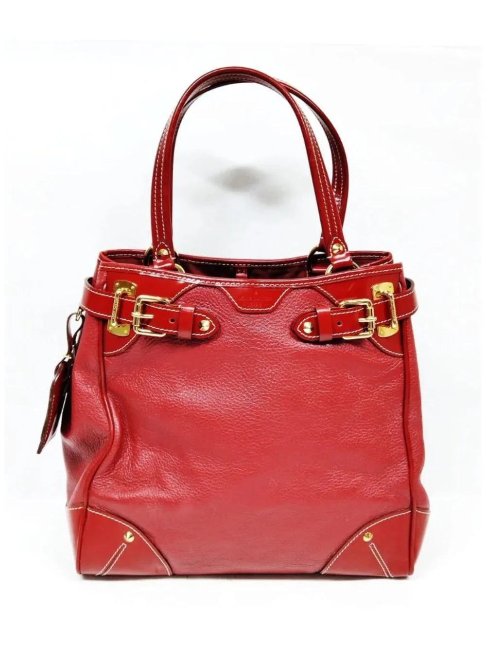 Authentic Louis Vuitton Suhali Le Fabuleux PM Red Leather Tote Shoulder Bag